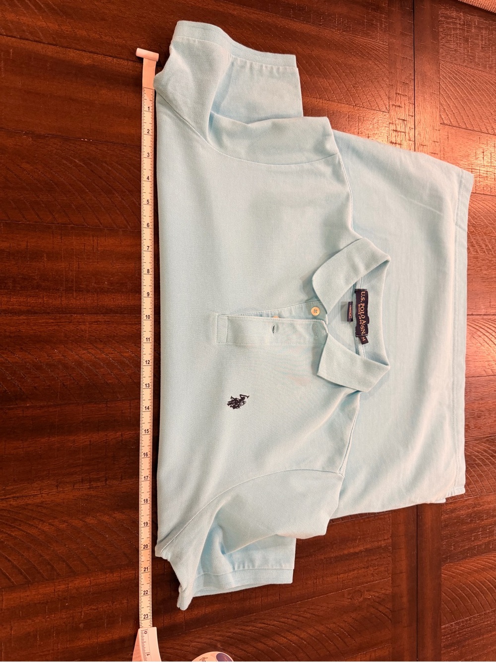 U.S. Polo Assn Men’s Medium Aqua Blue 100% Cotton Pique Polo Shirt - Picture 6 of 6